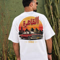 Cairo 1980 oversized tee - back print, on model