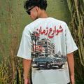 Shoare3 Zaman oversized tee - back print, on model