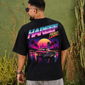 Hareef 1980 oversized tee - back print, on model